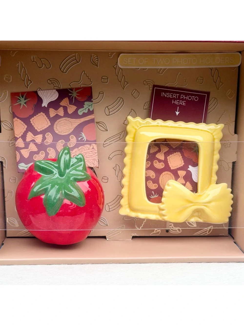 Mellow & Mod Italian Foodie Photo Holders Tomato & Pasta Picture Frame Gift Set